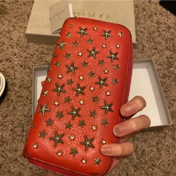 Jimmy Choo Star Wallet Pink/Red with Rhinestones & Original Packaging - Picture 3 of 12